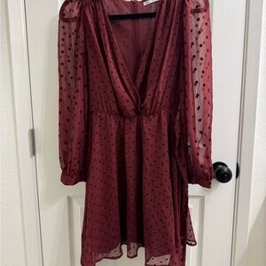 Zara Burgundy Long Sleeve Dress